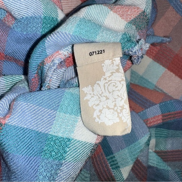 Soft Surroundings Womens LA Pass Multi Plaid Pink Blue Textured Tunic Blouse 1X - Picture 13 of 13